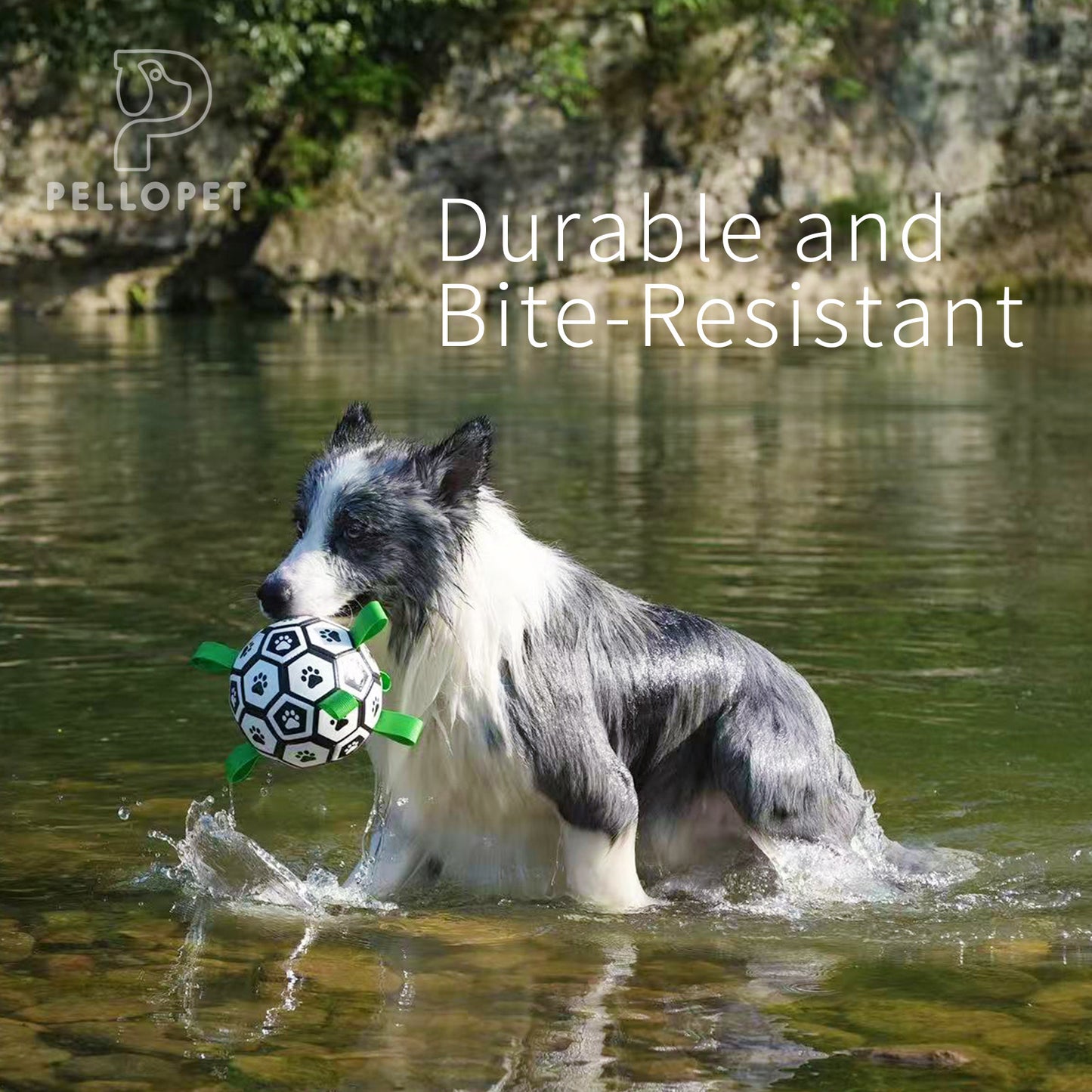 Gift for Pets,Dog soccer toy football strap Football&Inflator 2pcs set, suitable for tug of war, puppy birthday gift, dog drag toy, dog water toy. Made of advanced PU material, it can kick and bounce.