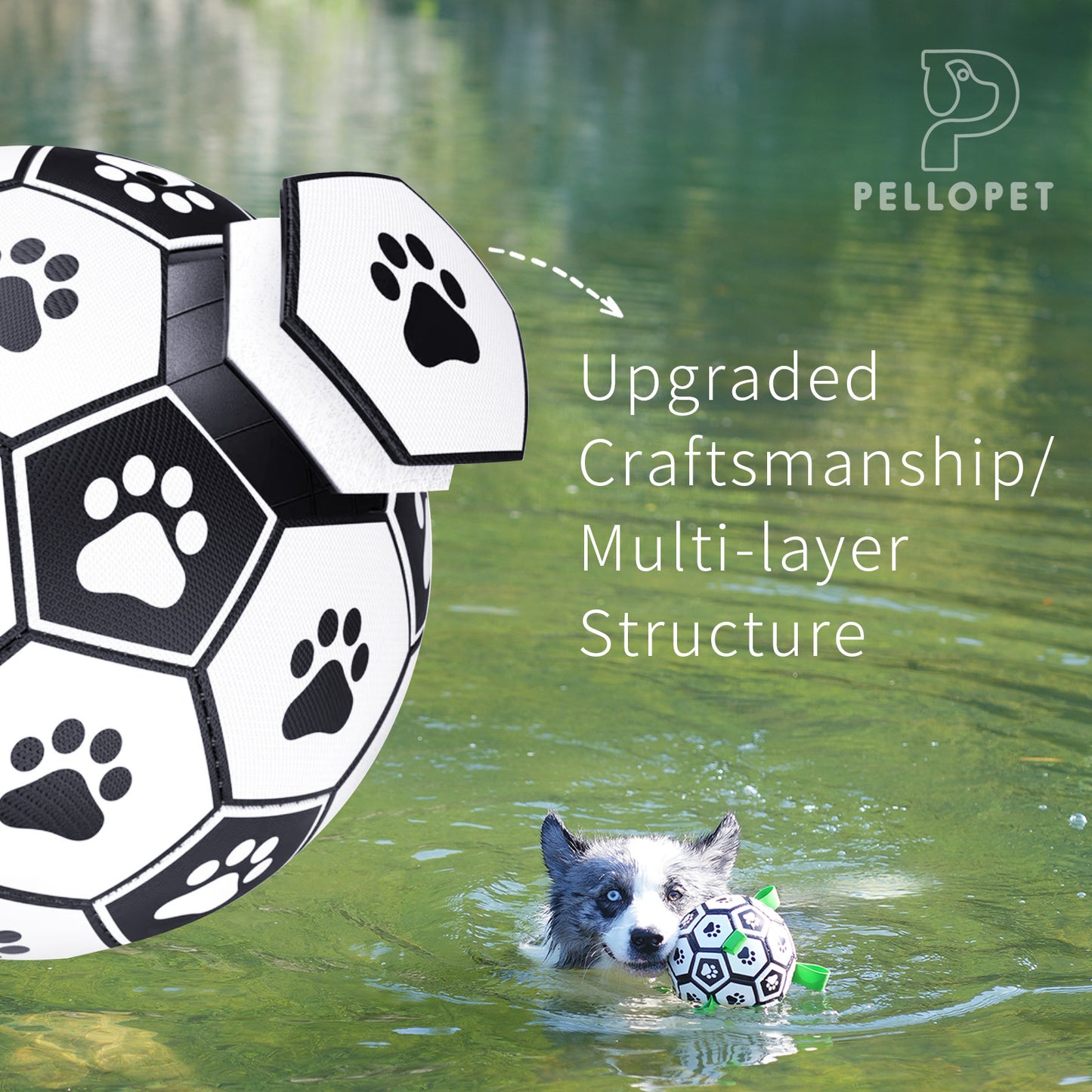 Gift for Pets,Dog soccer toy football strap Football&Inflator 2pcs set, suitable for tug of war, puppy birthday gift, dog drag toy, dog water toy. Made of advanced PU material, it can kick and bounce.