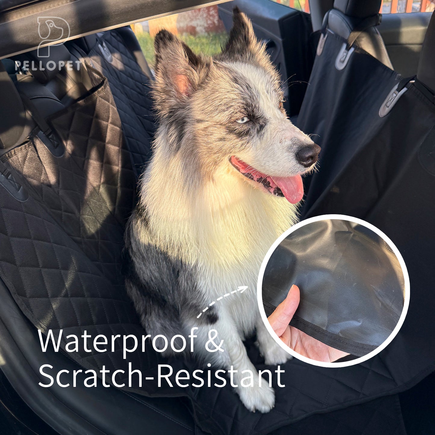 Dog Car Seat Cover - Non-Slip, Durable Pet Rear Seat Protector for Cars, Trucks, and SUVs, Pet Seat Cover | Quilted Texture | Knit Fabric, washable