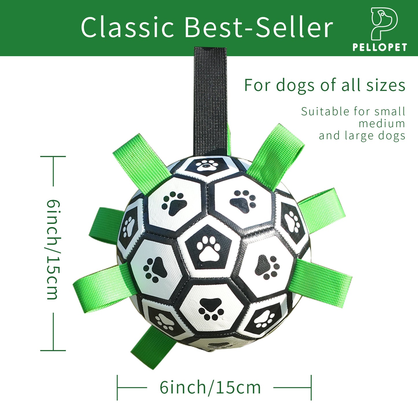 Gift for Pets,Dog soccer toy football strap Football&Inflator 2pcs set, suitable for tug of war, puppy birthday gift, dog drag toy, dog water toy. Made of advanced PU material, it can kick and bounce.